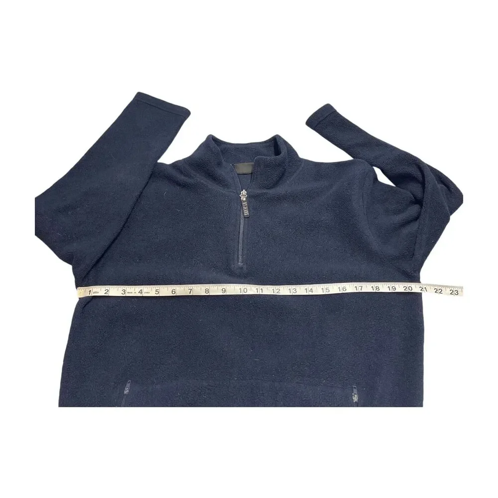 NY Jeans New York & Company Fleece Jacket Men's Medium Navy Blue 100% Polyester - Picture 4 of 6